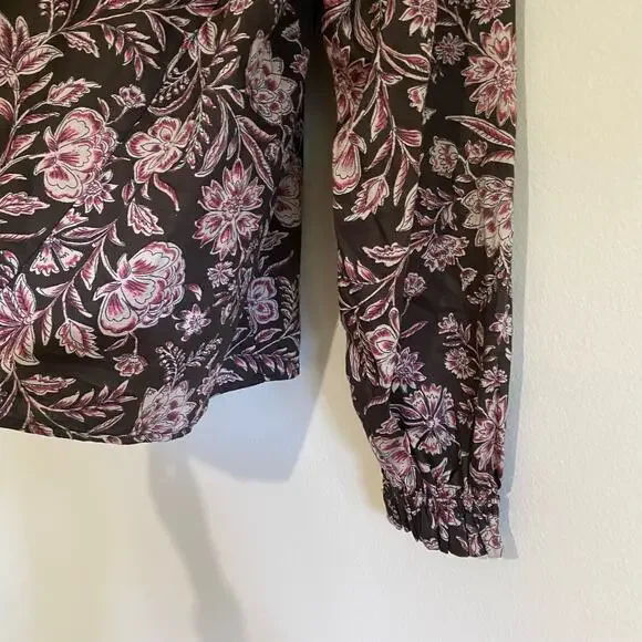 Gap Floral Smocked Ruffle Boho Top, Brown, Size XS - Picture 6 of 12